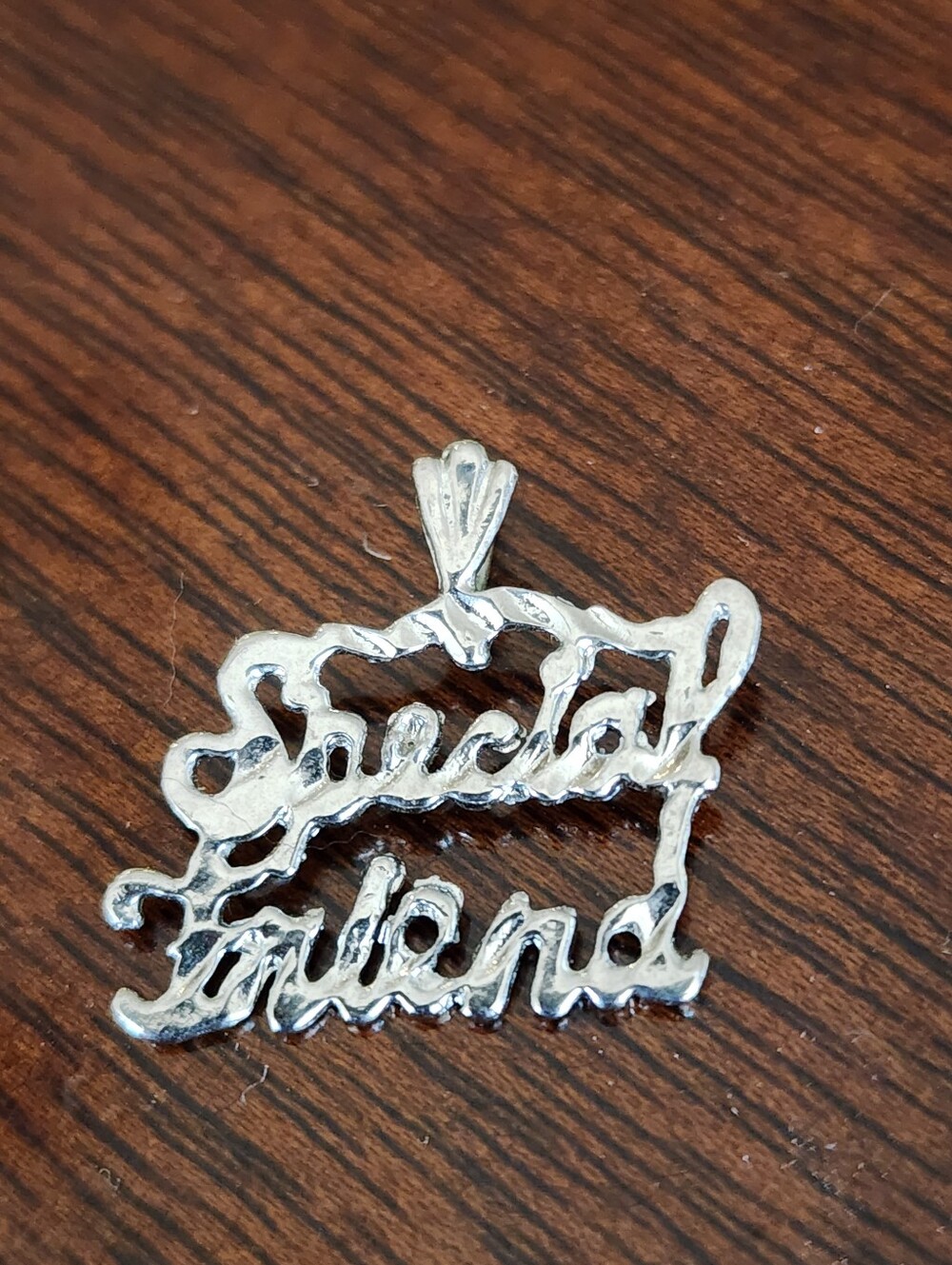 VINTAGE "Special Friend" Script Pendant - Silver